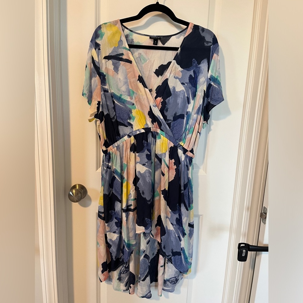 Torrid Hi-Low Babydoll Gauze Blouse Multicolor Abstract Pattern Size 0 (L) NWOT
